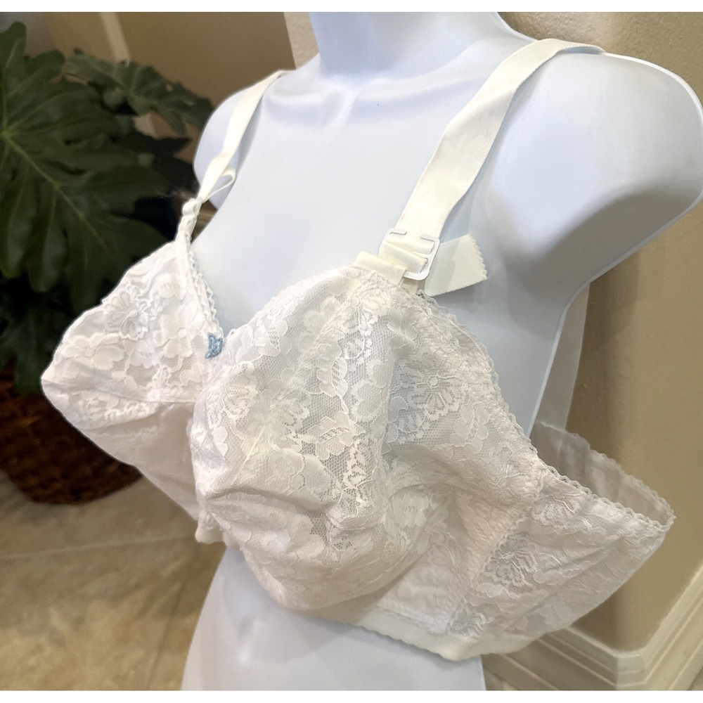 VTG LADY CAMEO Bullet 44 GG White Floral LACE SOFT CUP BRA STYLE 708 NWOT - Picture 2 of 6
